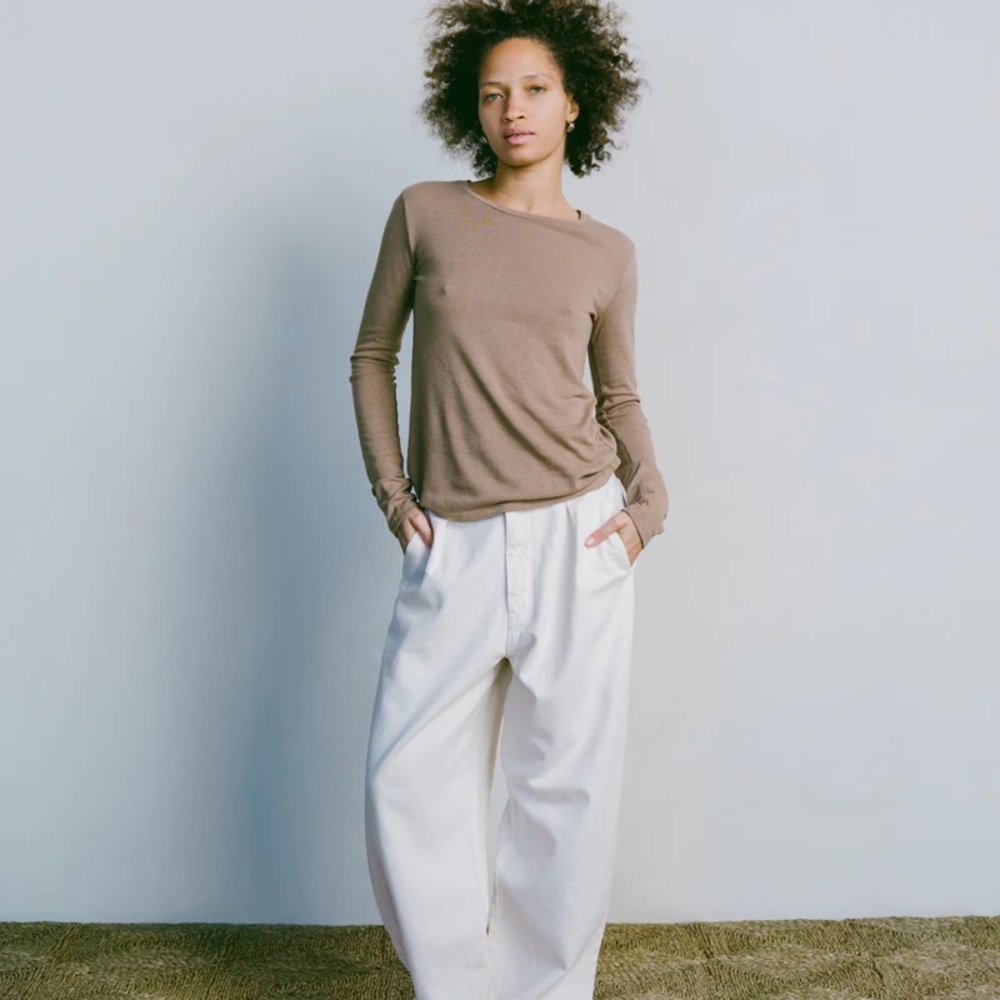 OZMA Field Pant (Tencel Bull Denim) in Putty Size Medium